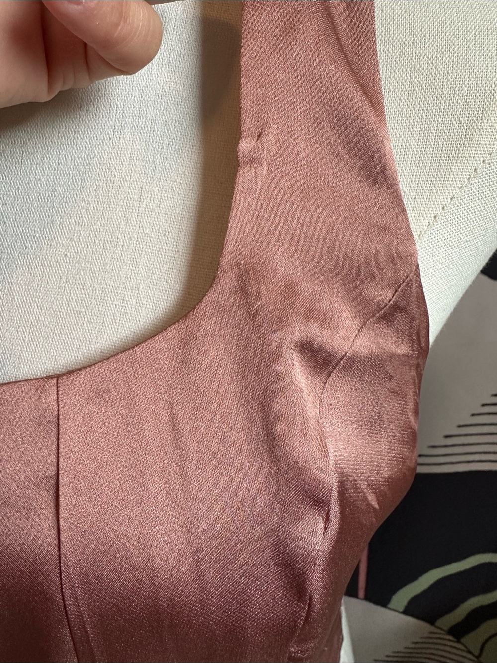 Satin Square-Neck Dusty Rose Crop Top with Corset Outline size Small - Picture 4 of 5